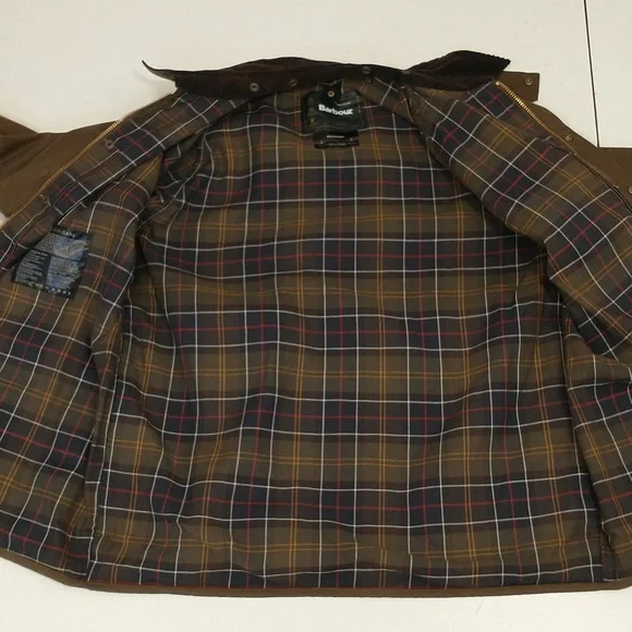 Barbour Wax Cotton Beaufort Jacket Tartan Lined 54" Chest 33" Long Jacket  ApxXL - Picture 13 of 16